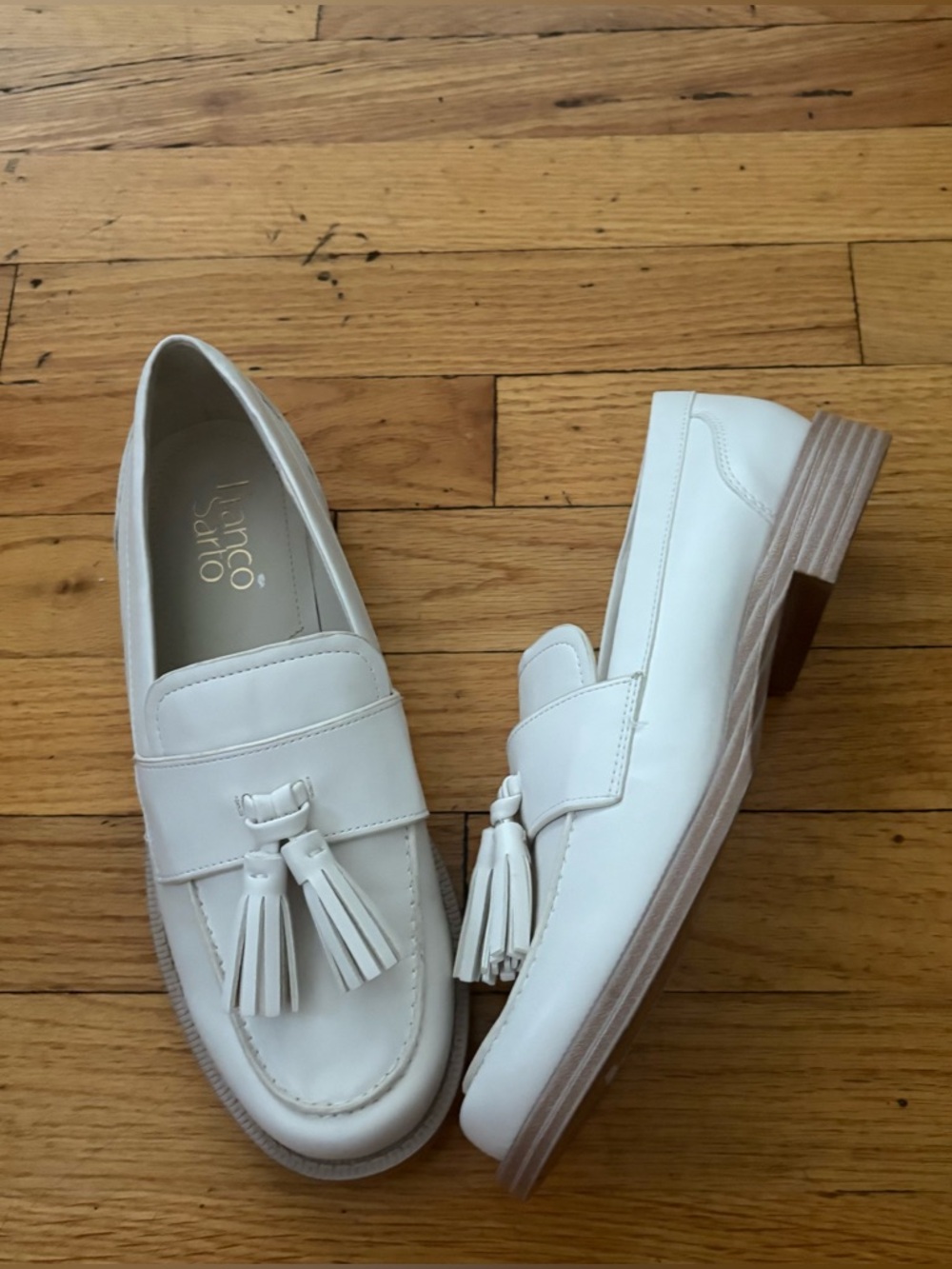 Franco Sarto White Tassel Loafers  Slip On Size 7